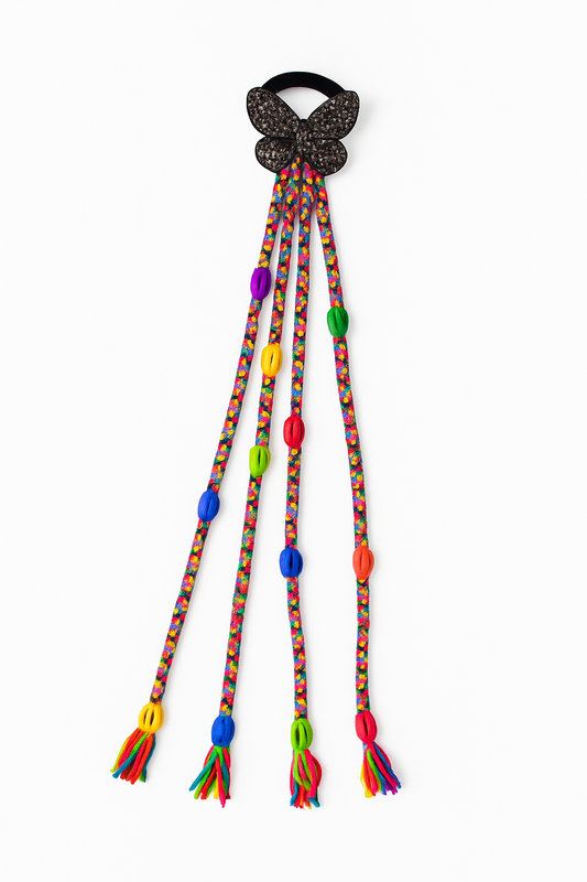 Multicolor Beaded Hair Band with Hanging Braids