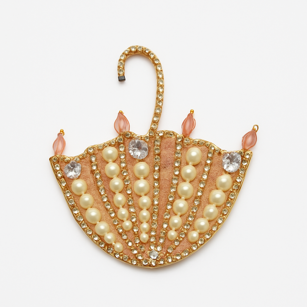 Gold Umbrella Pearl Brooch