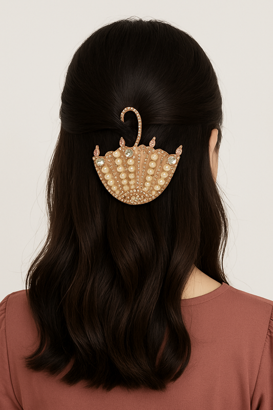 Gold Umbrella Pearl Brooch