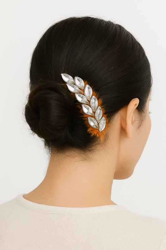Designer Feather Hair Chain with Stones