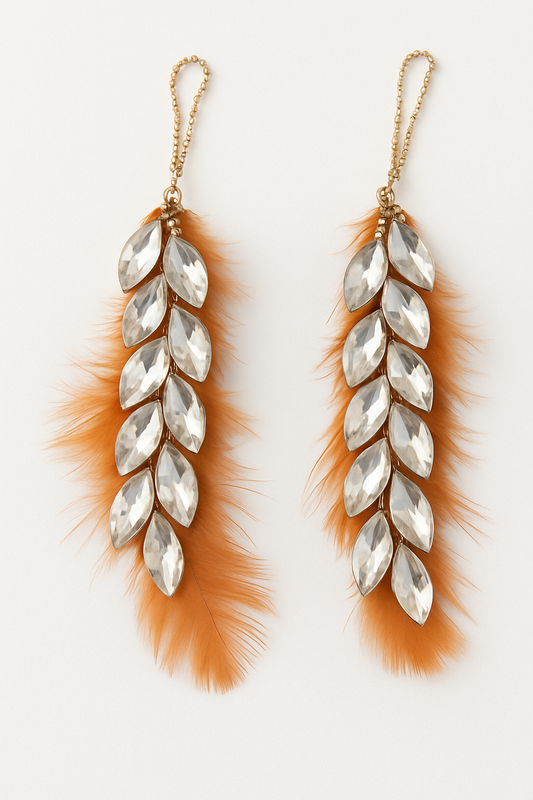 Designer Feather Hair Chain with Stones