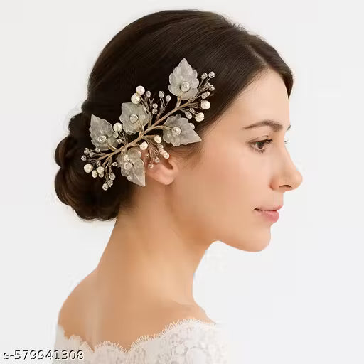 Elegant Floral Leaf & Pearl